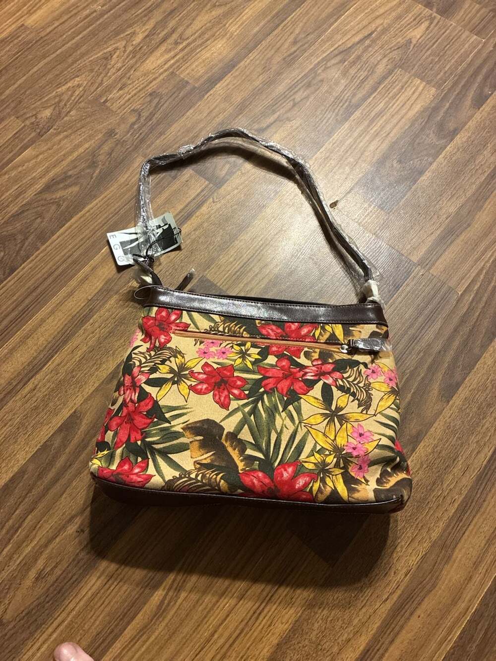 EGO Women's Tropical Floral Embroidered Canvas Shoulder Bag - Picture 2 of 6